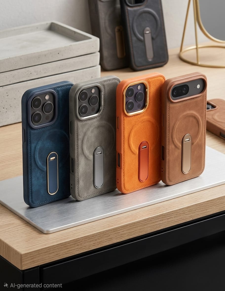 Premium Leatherette Series Magnetic Kickstand Case - Elite Phones