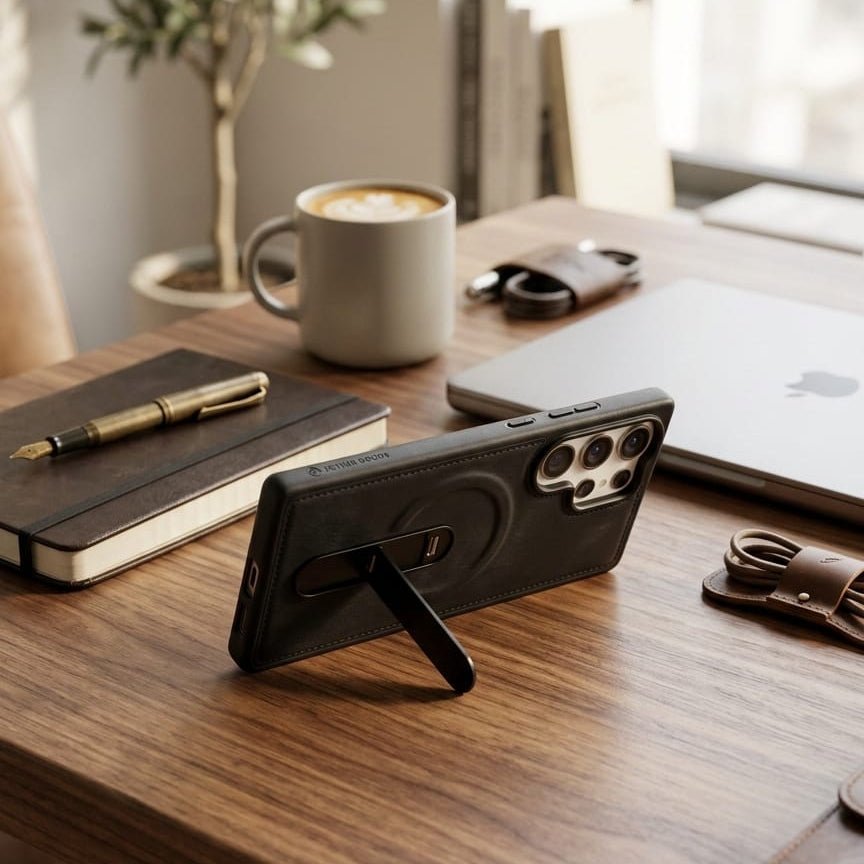 Premium Leatherette Series Magnetic Kickstand Case - Elite Phones