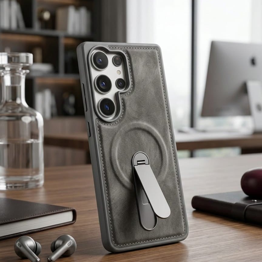 Premium Leatherette Series Magnetic Kickstand Case - Elite Phones