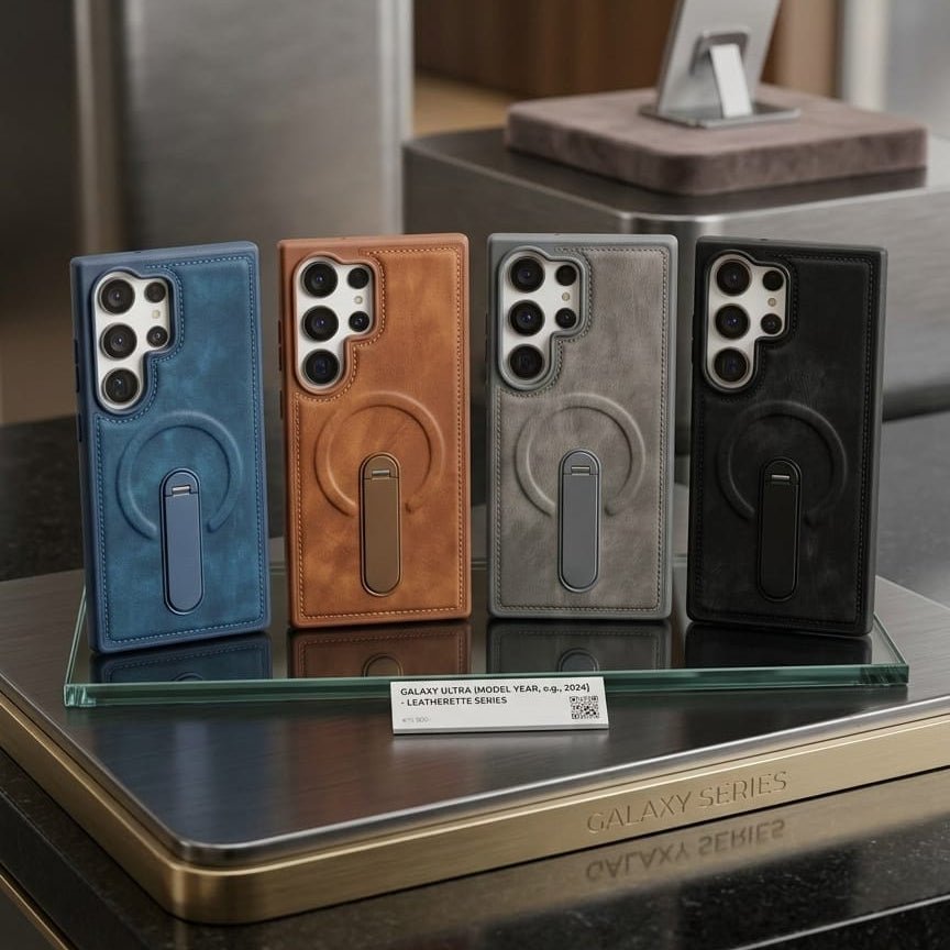 Premium Leatherette Series Magnetic Kickstand Case - Elite Phones