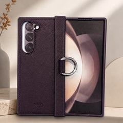 Premium Purple Leather Case with Finger Ring & Strap for Samsung Galaxy Z Fold Series - Elite Phones