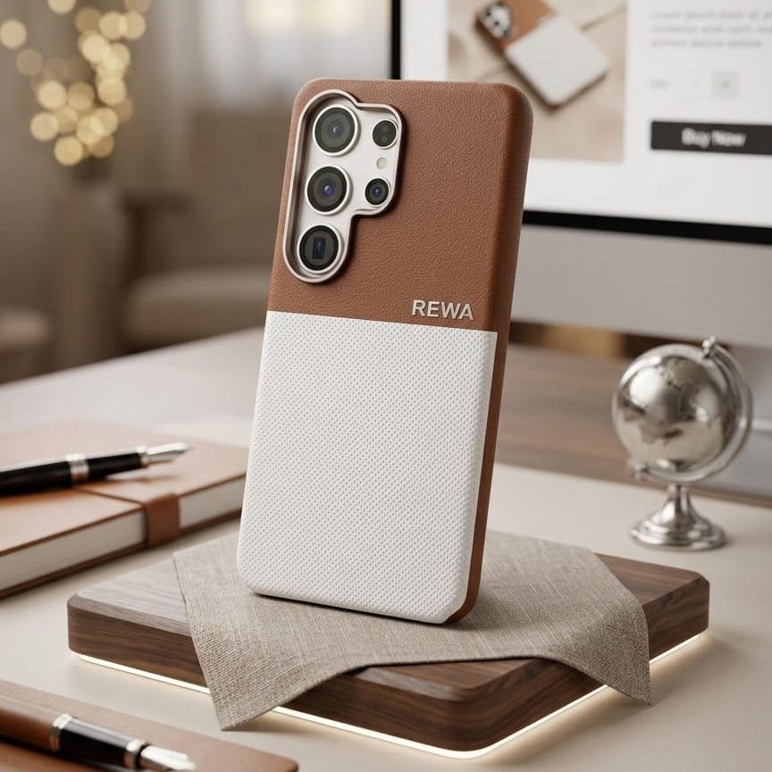 REWA Hybrid Dual - Texture Leather & Fabric Case - Elite Phones
