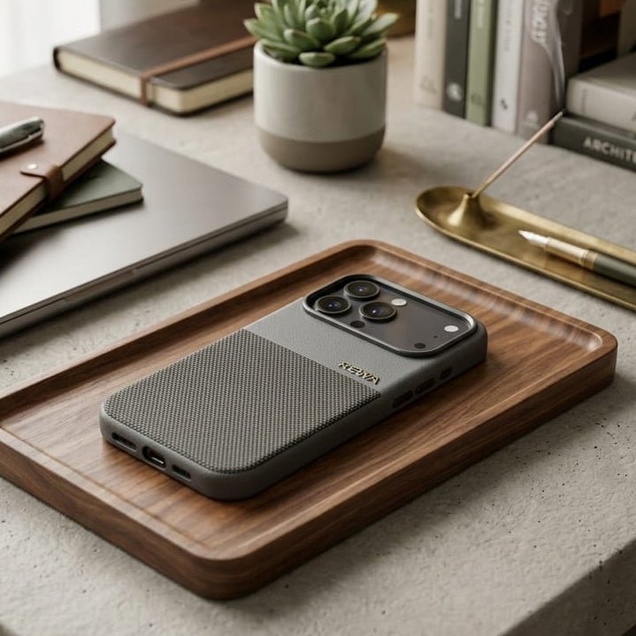 REWA Hybrid Dual - Texture Leather & Fabric Case - Elite Phones