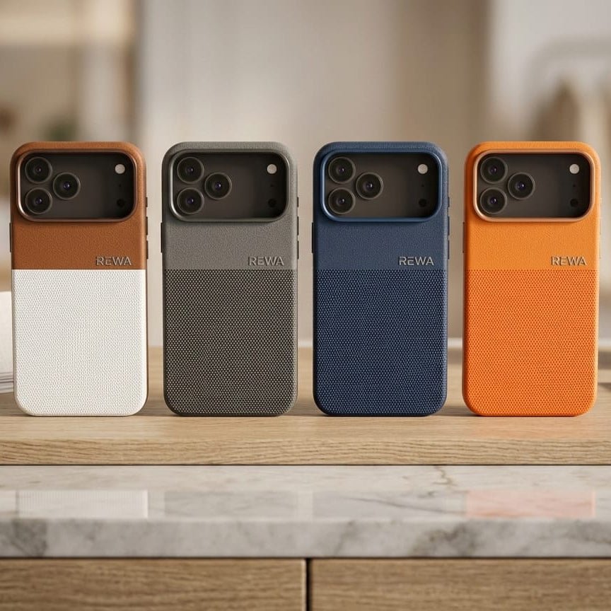 REWA Hybrid Dual - Texture Leather & Fabric Case - Elite Phones