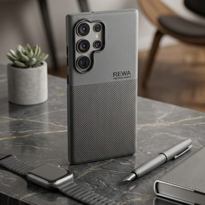 REWA Hybrid Dual - Texture Leather & Fabric Case - Elite Phones