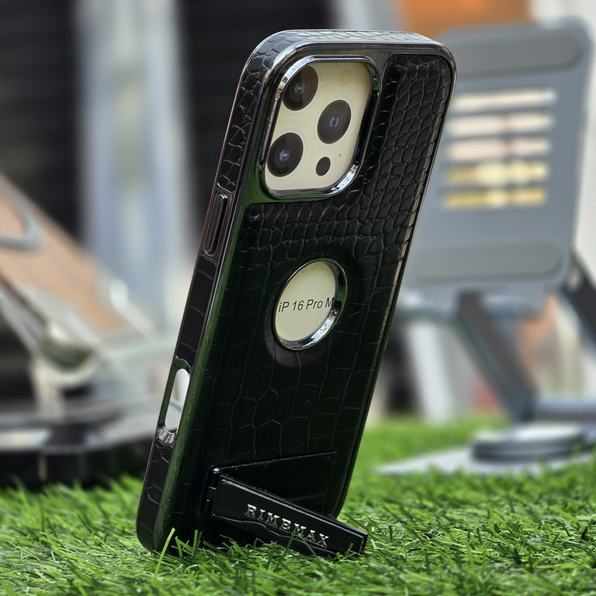 RimbMax Crocodile Skin With Apple Logo Holl And Stainless steel Stand - Elite Phones
