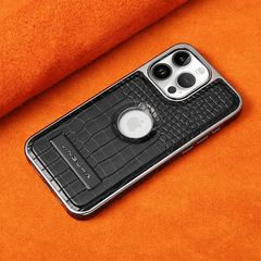 RimbMax Crocodile Skin With Apple Logo Holl And Stainless steel Stand - Elite Phones