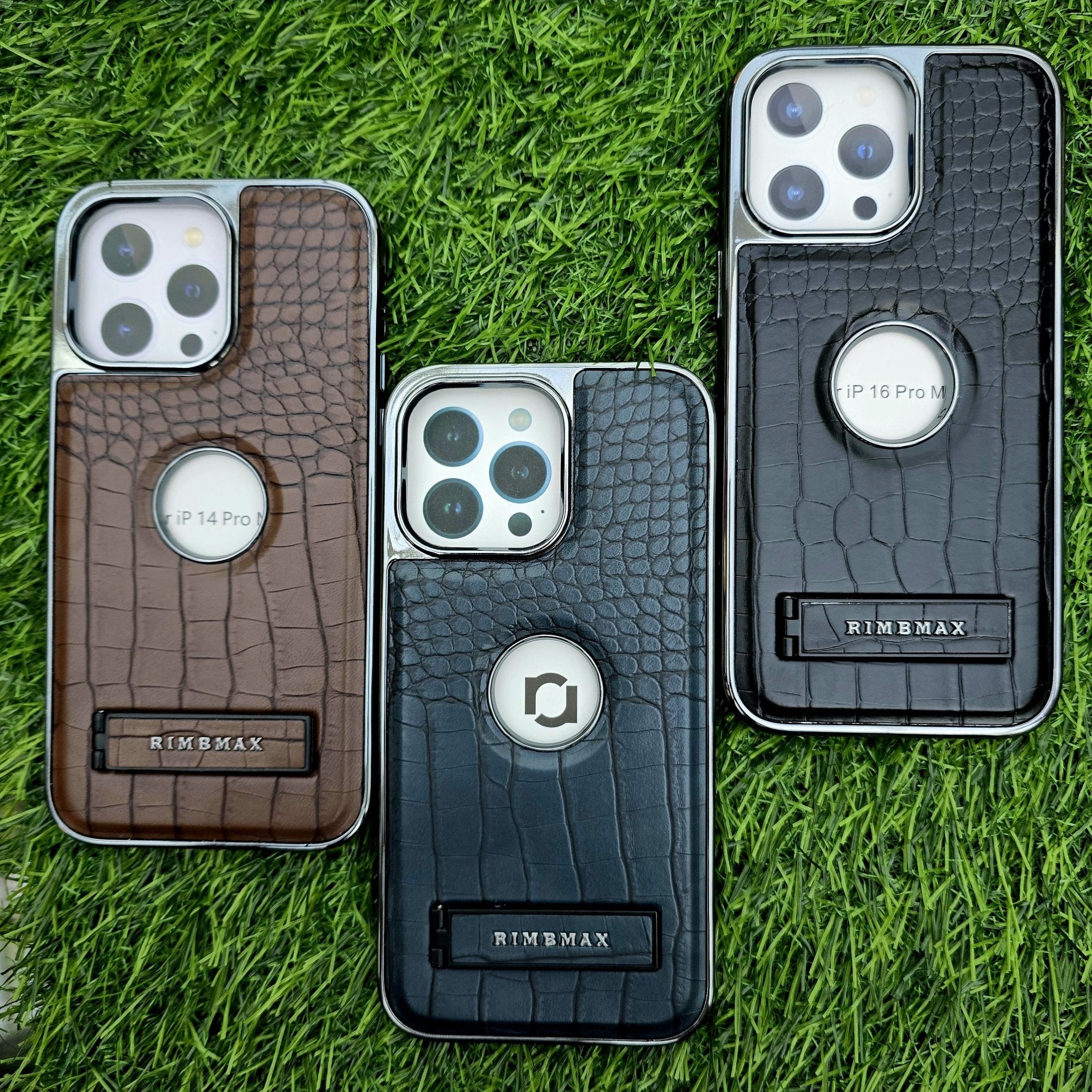 RimbMax Crocodile Skin With Apple Logo Holl And Stainless steel Stand - Elite Phones