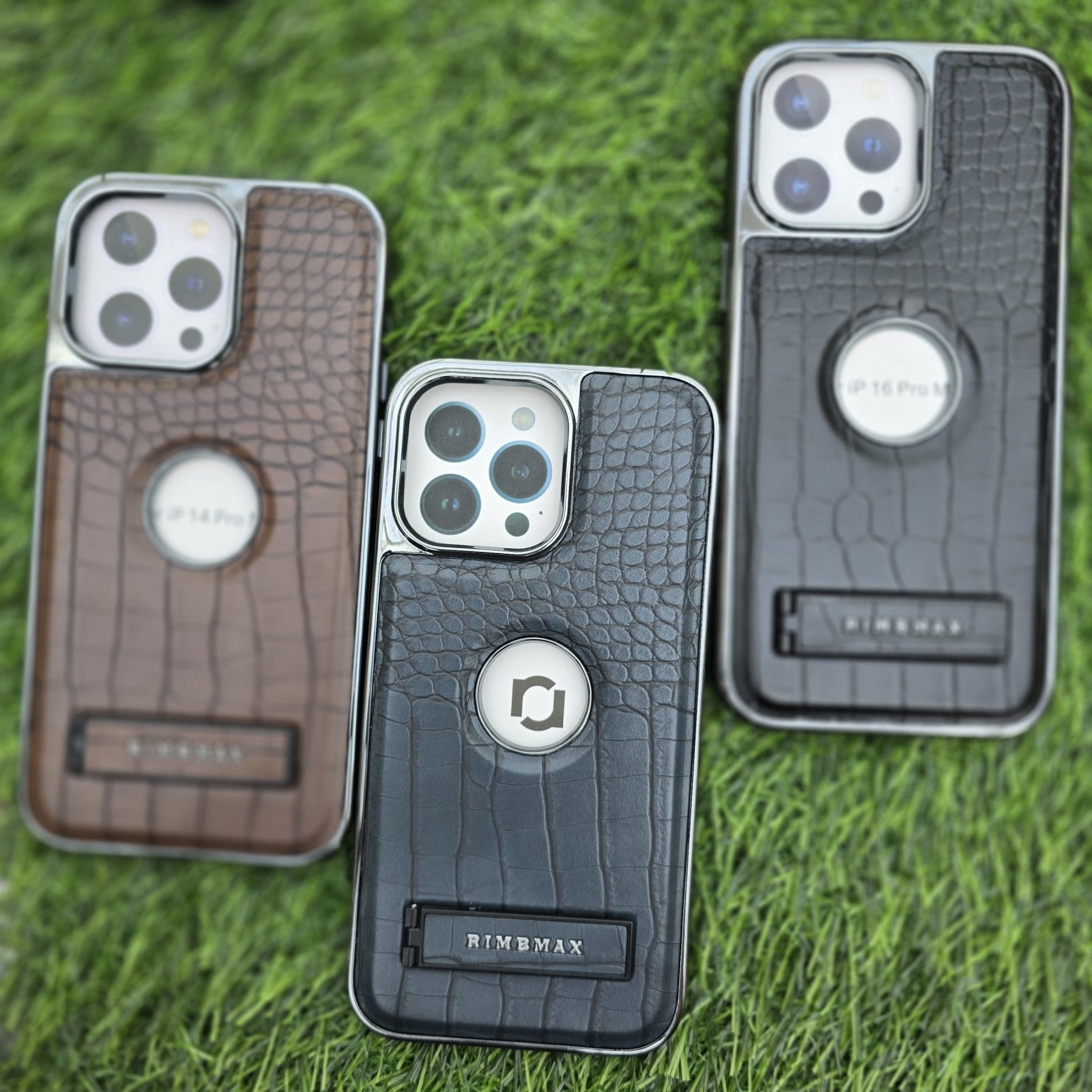 RimbMax Crocodile Skin With Apple Logo Holl And Stainless steel Stand - Elite Phones
