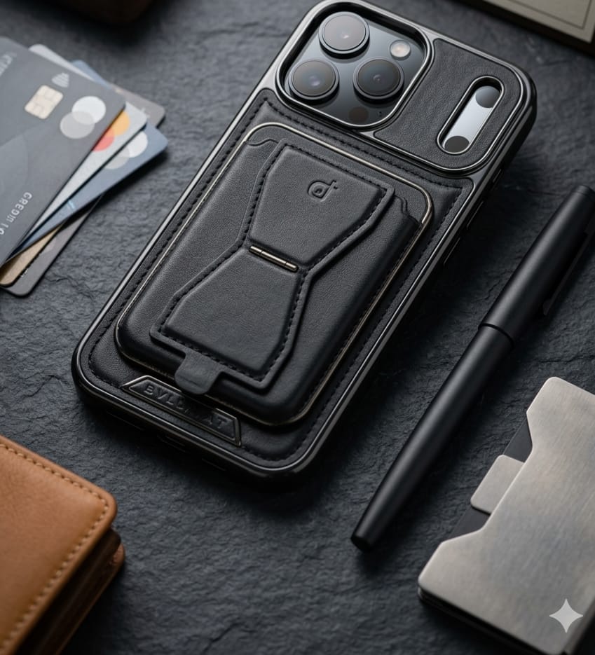 RimbMax Leather With Apple Logo Hole&Wallet With Stand Magsafe - Elite Phones