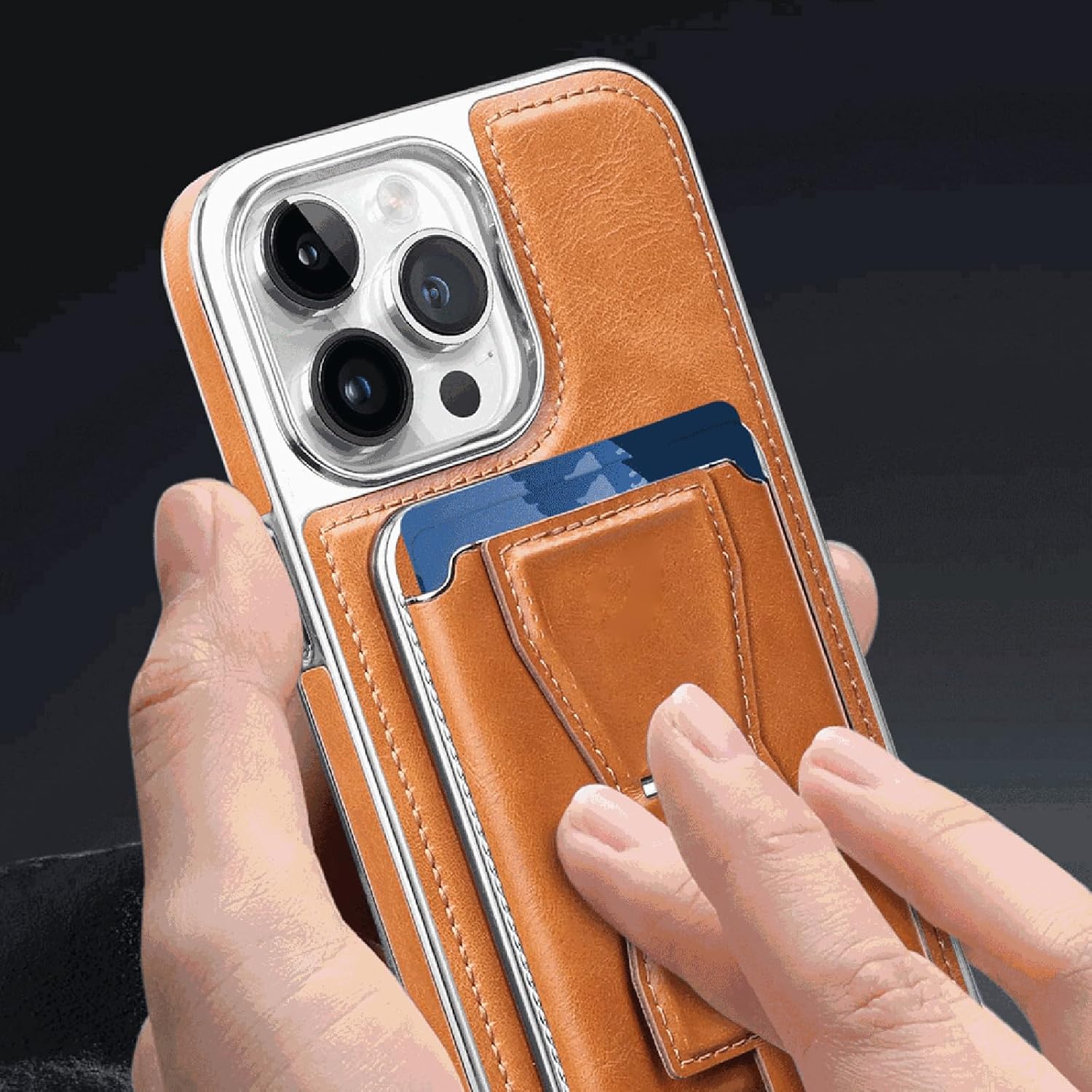 RimbMax Leather With Apple Logo Hole&Wallet With Stand Magsafe - Elite Phones
