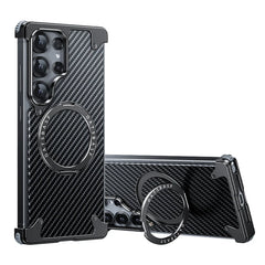 Luxury Metal Bumper Case with MagSafe Ring & Carbon Fiber Back