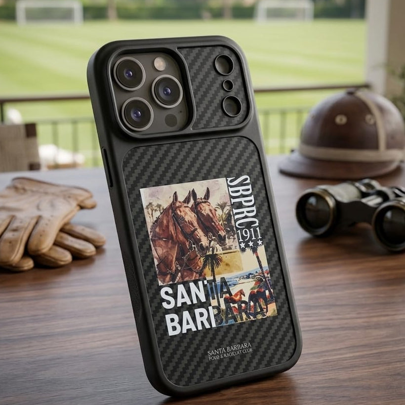 Santa Barbara Polo & Racquet Club Heritage Horse Carbon Fiber Pattern Case - Elite Phones