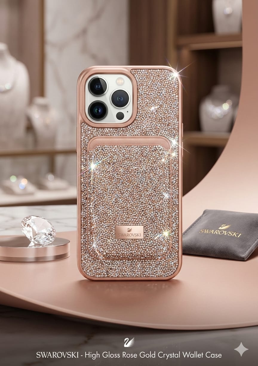 Swarovski Crystal Smartphone Case with Integrated Card Holder - Elite Phones