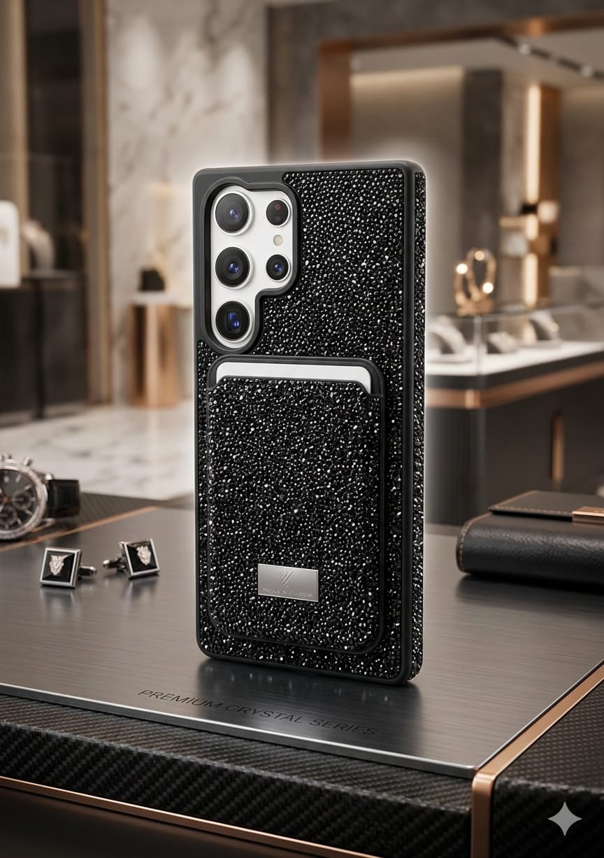Swarovski Crystal Smartphone Case with Integrated Card Holder - Elite Phones