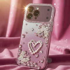 the Luxury Heart & Butterfly Rhinestone Case - Elite Phones