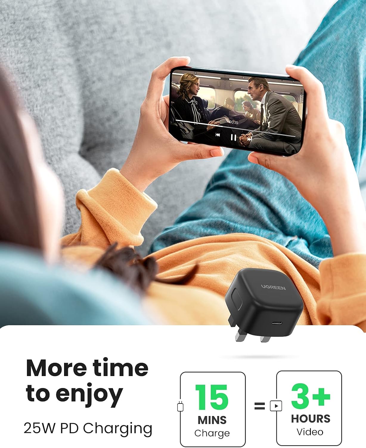 UGreen Charger 25W With Cable Tybe - C - Elite Phones