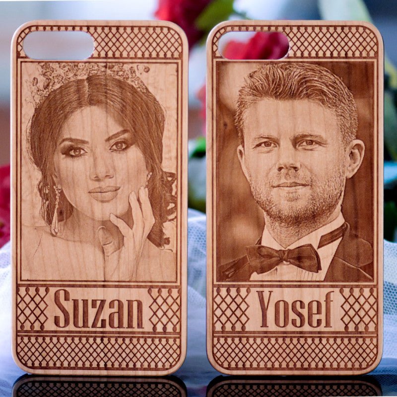 Wooden customize case with Name and Photo + FREE Screen Protector - Elite Phones