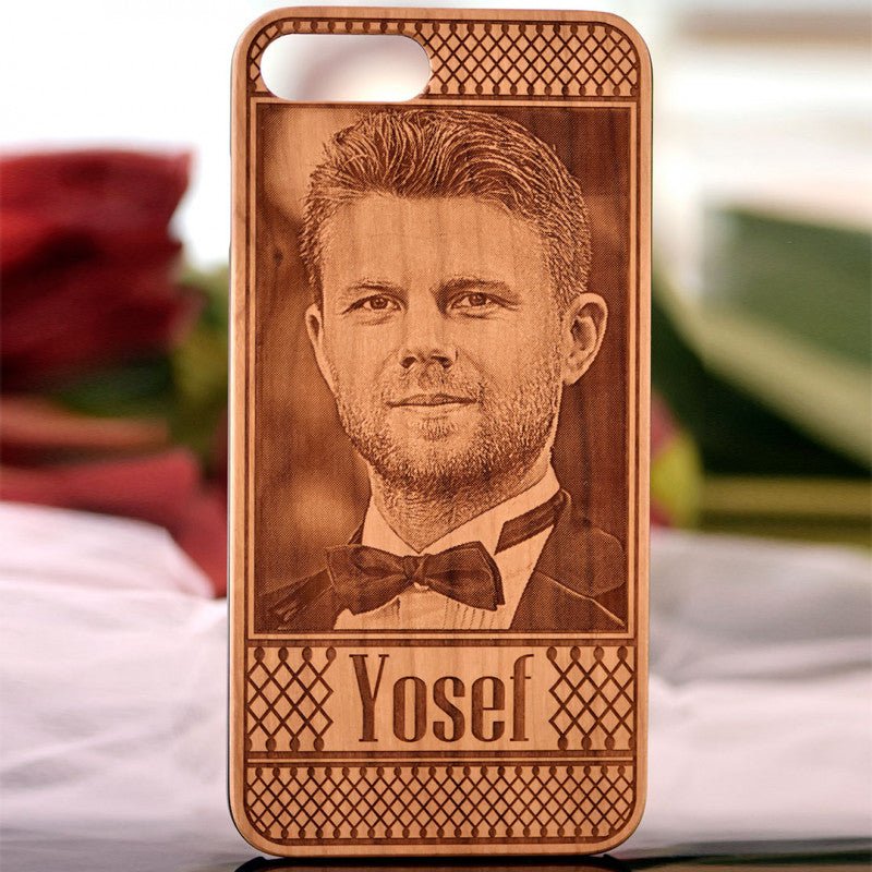 Wooden customize case with Name and Photo + FREE Screen Protector - Elite Phones