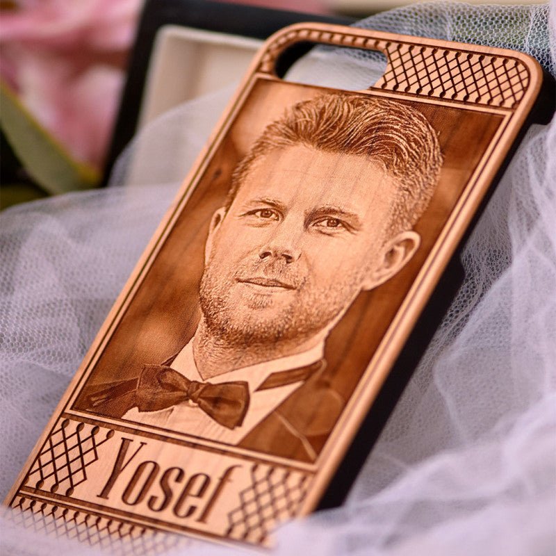 Wooden customize case with Name and Photo + FREE Screen Protector - Elite Phones